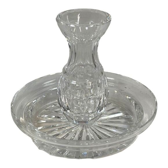 Waterford Wine Bottle Coaster and Brierly Crystal Bud Vase Lot of 2 Vintage Set - Picture 7 of 13